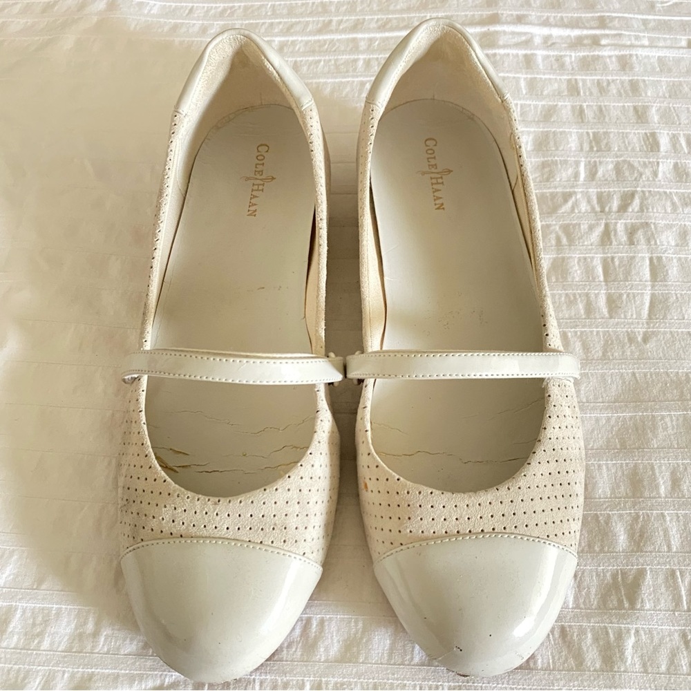 Cole Haan Mary Jane White Flats